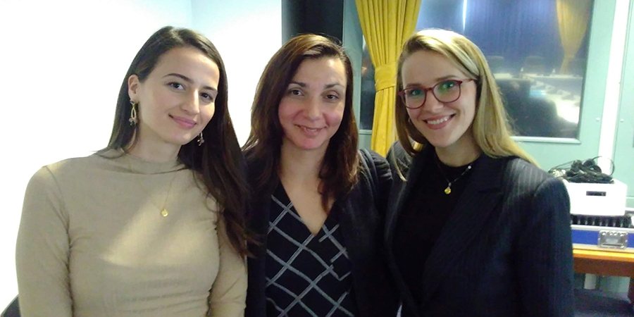 News - Industrial waste water management event in Kosovo. From left to right: Young Expert at Yuniko, Ms Fjolla Lasku, NWP Project Manager Central and Eastern Europe, Ms Darja Kragić Kok, and Young Expert at Afmitech Friesland, Ms Ylberine Baliu.