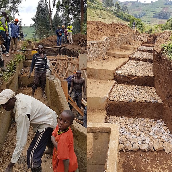 Water4Virunga - photo of construction works to evacuate water in a proper way in Congo.