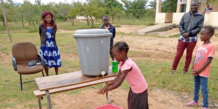 Photo of Plan International's handwashing station in Zambia.