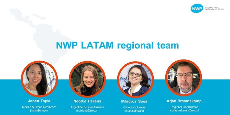 Banner with portrait photos of the NWP LATAM regional team.