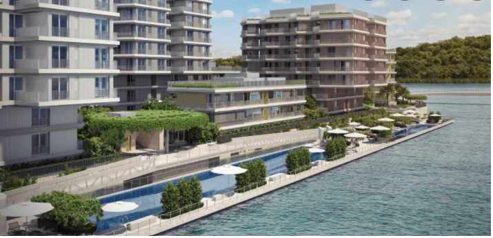 Artist impression floating swimming pool, King’s Dock Singapore (Construction to start 2022)