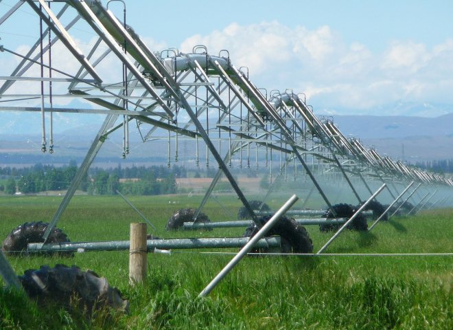 Photo of an irrigation system in a field