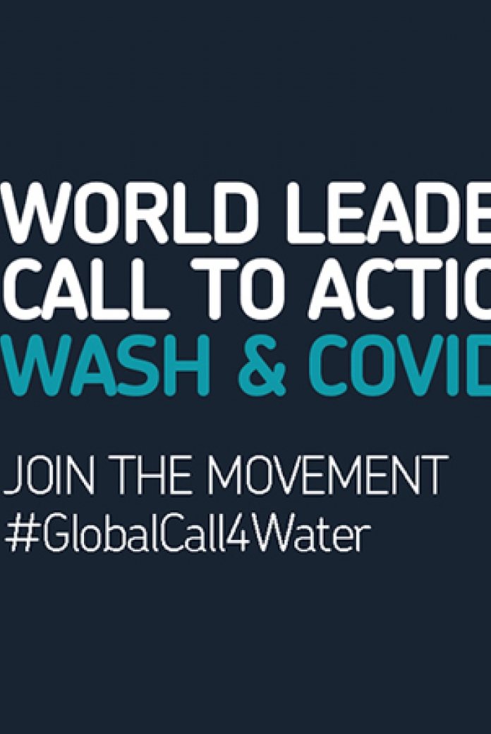 Banner of the GlobalCall4Water. An initiative of Sanitation and Water for All.