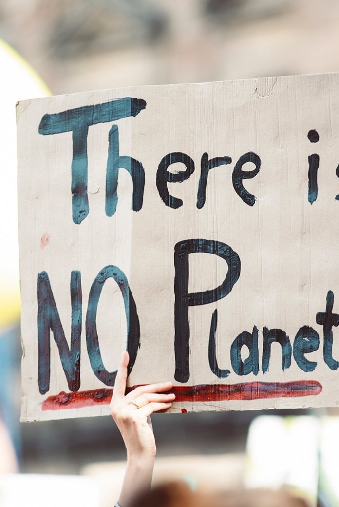 Photo of a placard with the text 'There is no planet B'.