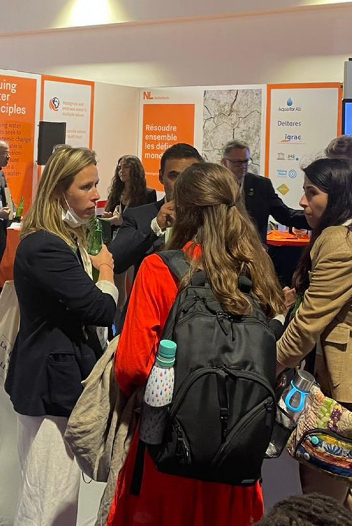 People in the Netherlands Pavilion at the World Water Forum.