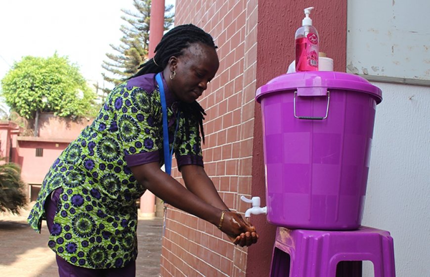 Photo of Plan International's handwashing station in Guinea.