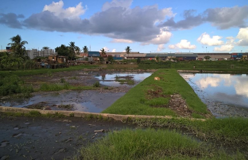 Photo of cesspool where untreated human waste is dumped in Dar es Salaam, Tanzania.