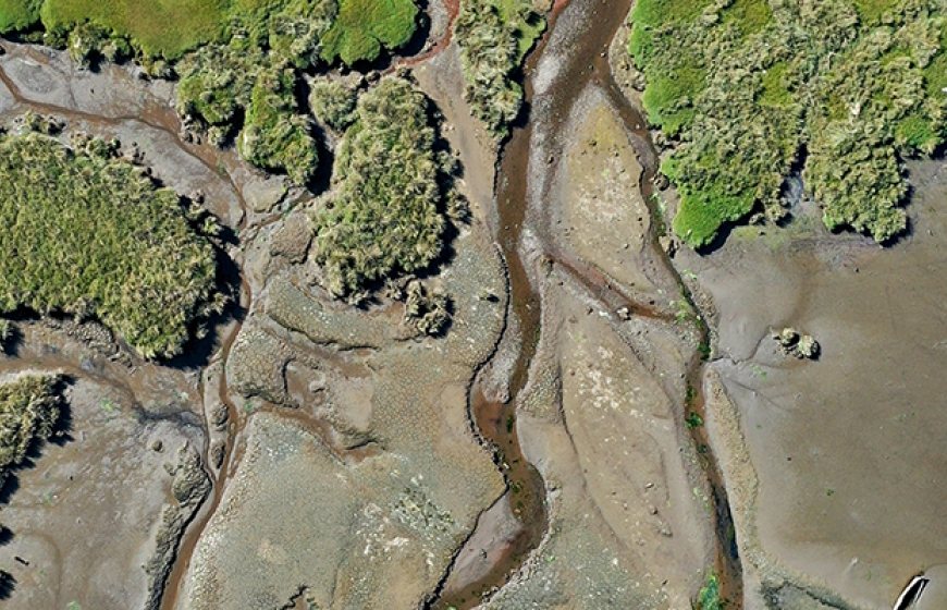 Aerial view of the river Chiloe, Chile
