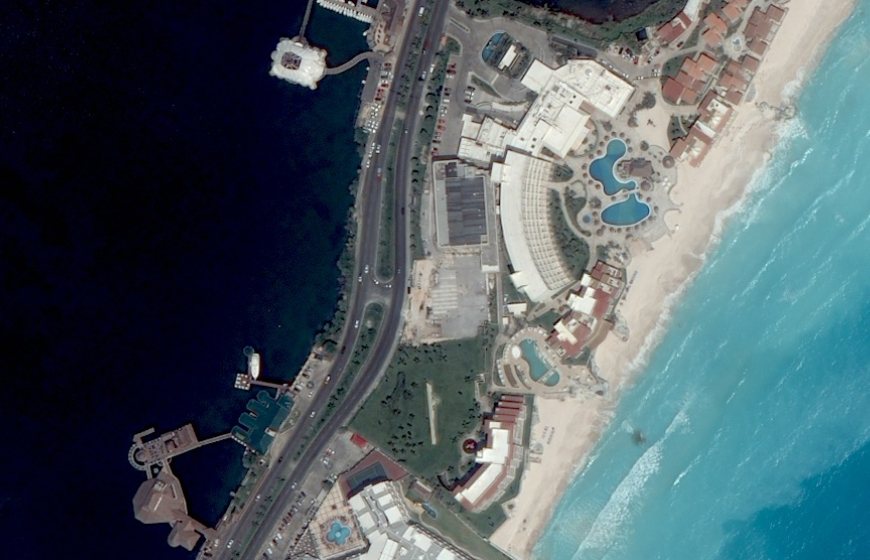Aerial view of Cancun, Mexico.