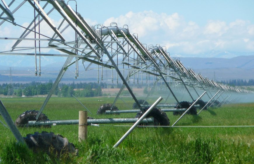 Photo of an irrigation system in a field