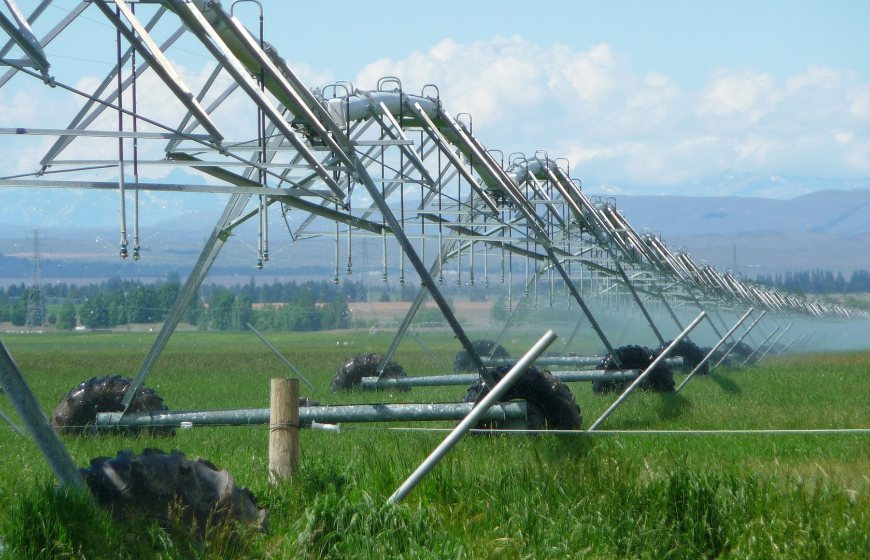 Photo of an irrigation system in a field