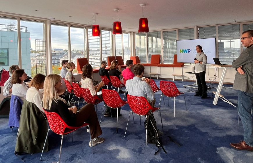 A group of delegates from the Netherlands Enterprise Agency (RVO) at the office of the Netherlands Water Partnership (NWP) as part of the 'A Day in the Life of' support programme.