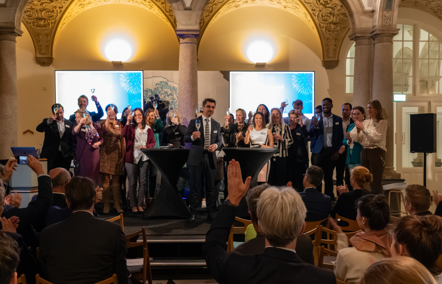 NWP's team raises it's glass