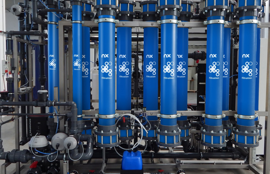 A row of NX Filtration nano membranes in a water treatment installation at one of their clients