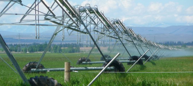 Photo of an irrigation system in a field