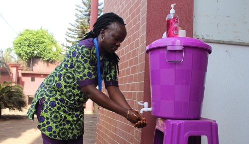 Photo of Plan International's handwashing station in Guinea.