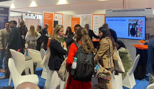 People in the Netherlands Pavilion at the World Water Forum.