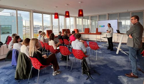 A group of delegates from the Netherlands Enterprise Agency (RVO) at the office of the Netherlands Water Partnership (NWP) as part of the 'A Day in the Life of' support programme.