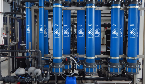 A row of NX Filtration nano membranes in a water treatment installation at one of their clients